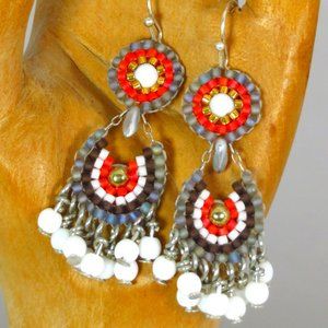 Small beaded dangle earrings, geometric